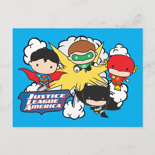 Carte Postale Chibi Justice League of America Explosion (Devant)