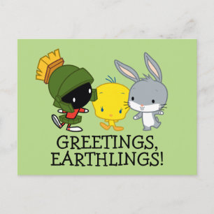 Carte Postale Chibi MARVIN THE MARTIAN™, TWEETY™ & BUGS BUNNY™