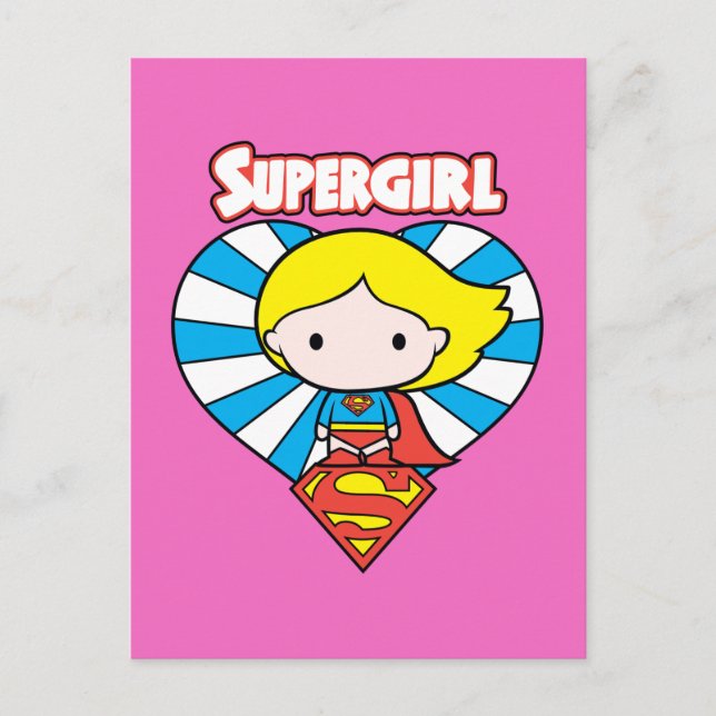 Carte Postale Chibi Supergirl Starburst Cœur et Logo (Devant)