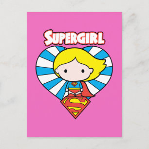 Carte Postale Chibi Supergirl Starburst Coeur et logo