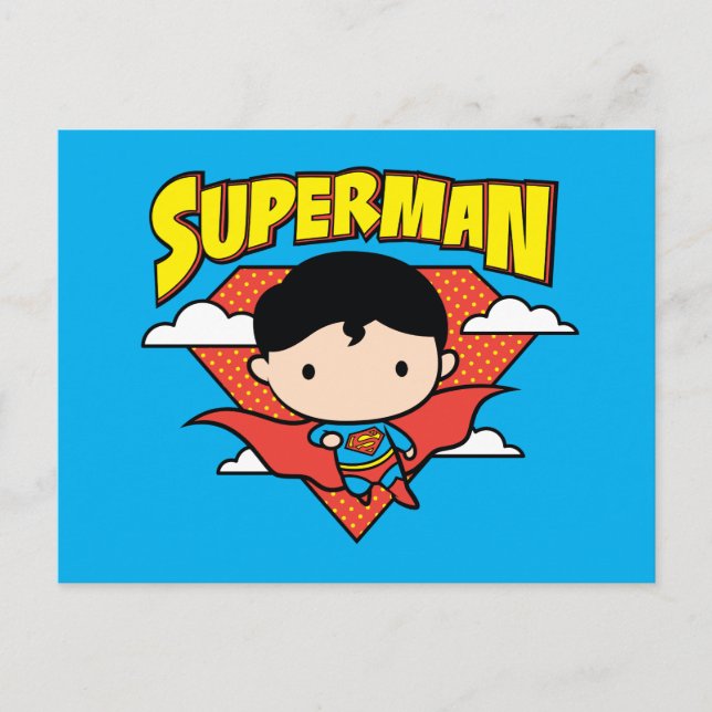 Carte Postale Chibi Superman Polka Dot Shield et nom (Devant)