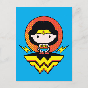 Carte Postale Chibi Wonder Woman avec Pois et logo
