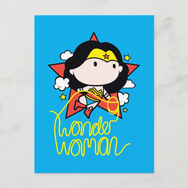 Carte Postale Chibi Wonder Woman Voler Avec Lasso (Devant)