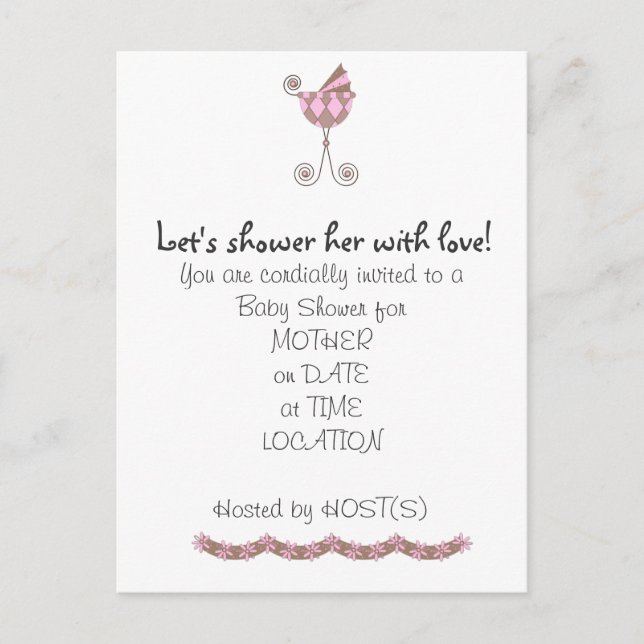 Carte Postale Chic Baby Coach Baby shower Invitation (Devant)