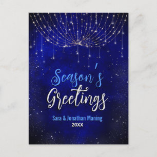 Carte Postale Chic bleu argent parties scintillant lumières de N