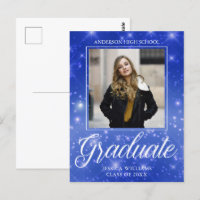 Chic Blue Sparkle Graduate Photo Graduate