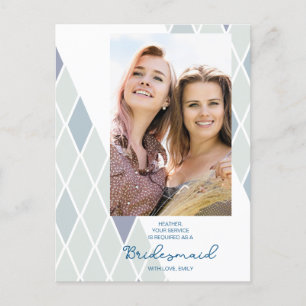 Carte Postale Chic Bridesmaid Elegant Photo Proposition Abstrait