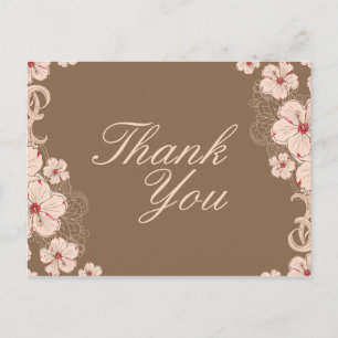 Carte Postale Chic brun hibiscus fleur mariage merci