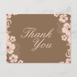 Carte Postale Chic brun hibiscus fleur mariage merci