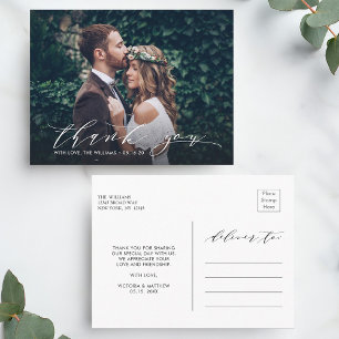 Carte Postale Chic Calligraphie Mariage Merci Photo