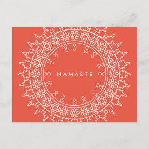 Carte postale chic de corail de yoga de Namaste de