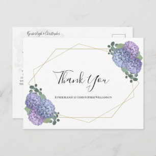 Carte Postale Chic Dusty Blue Floral Merci Mariage géométrique