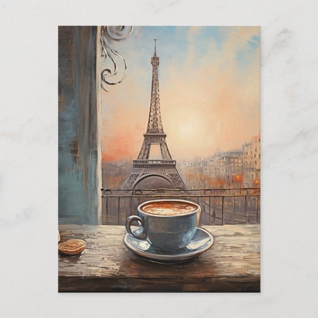 Carte Postale Chic Eiffel Tower Café Café Chalet Paris (Devant)