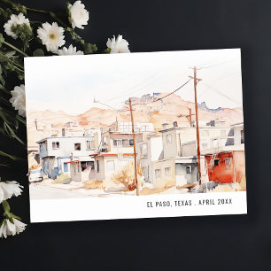 Carte Postale Chic El Paso Texas Paysage Urbain Aquarelle Voyage