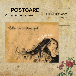 Carte Postale Chic Femme Vintage Sepia Simple Coiffure