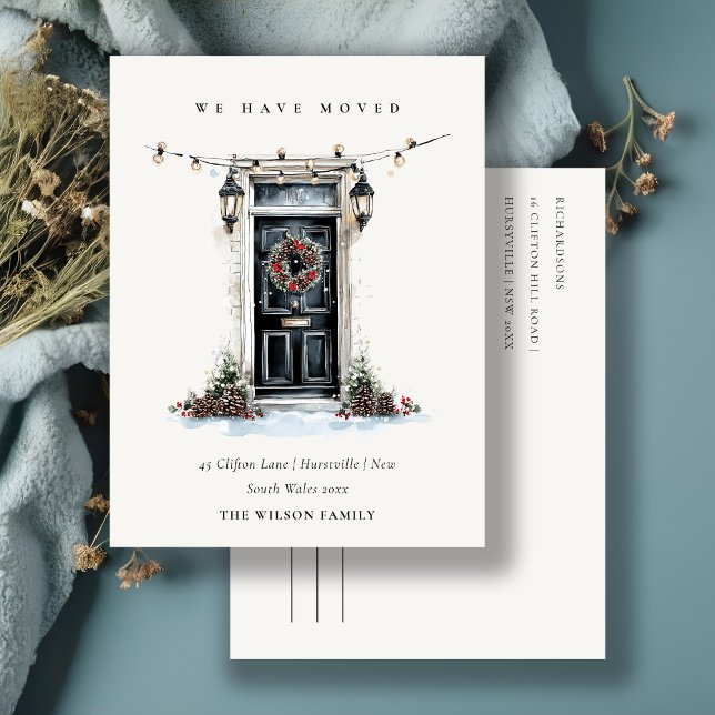 Carte Postale Chic Festive Winter Front Door We have Moved  (Créateur téléchargé)