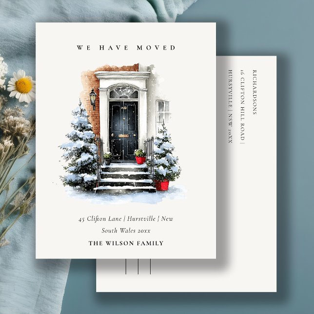 Carte Postale Chic Festive Winter Front Door We have Moved  (Créateur téléchargé)