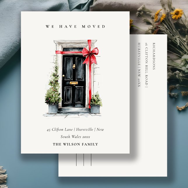 Carte Postale Chic Festive Winter Front Door We have Moved  (Créateur téléchargé)