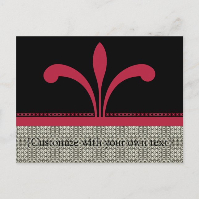 Carte postale Chic Floral personnalisable, Magenta (Devant)