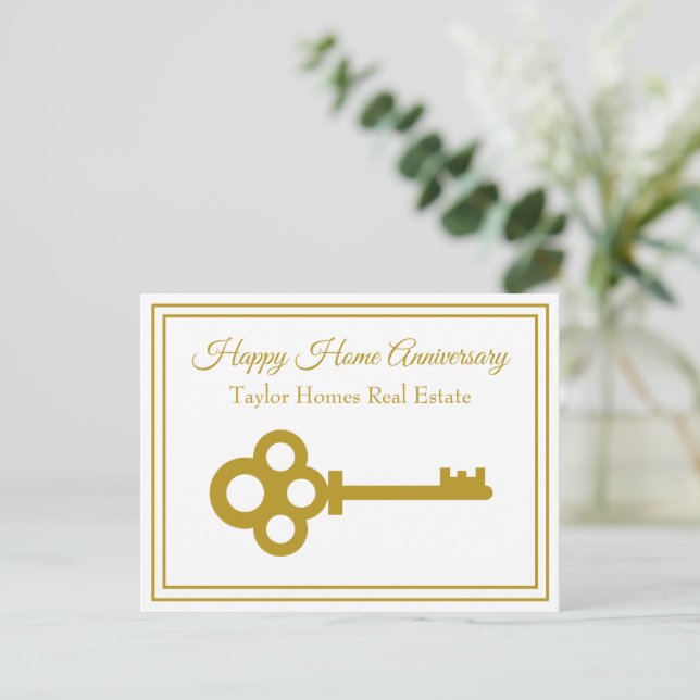 Carte Postale Chic Gold Key Immobilier Joyeux Anniversaire de Ma (Debout devant)