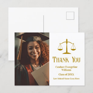 Carte Postale Chic Gold Law School Graduation Merci photo
