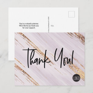 Carte Postale Chic Gold Strokes logo Entreprise Merci client