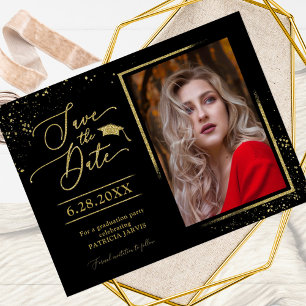 Carte Postale Chic Grad Party Enregistrer La Date Festive Gold P