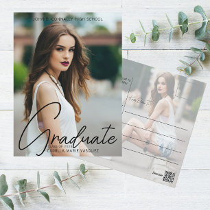 Carte Postale Chic Graduation Photo manuscrite Script superposit