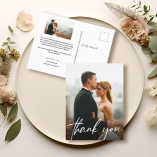 Carte Postale Chic handlettering photo mariage merci