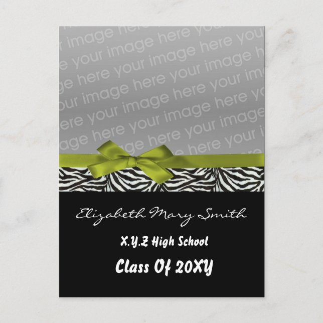 Carte Postale chic joli arc vert photo Graduation Invitation (Devant)