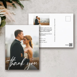 Carte Postale Chic lettrage photo mariage remerciement