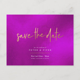 Carte Postale Chic Magenta+Signature Script, Enregistrer la date