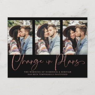 Carte Postale Chic manuscrit Rose Gold Mariage Postponction