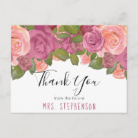 Chic Mauve Floral Aquarelle Merci nuptial