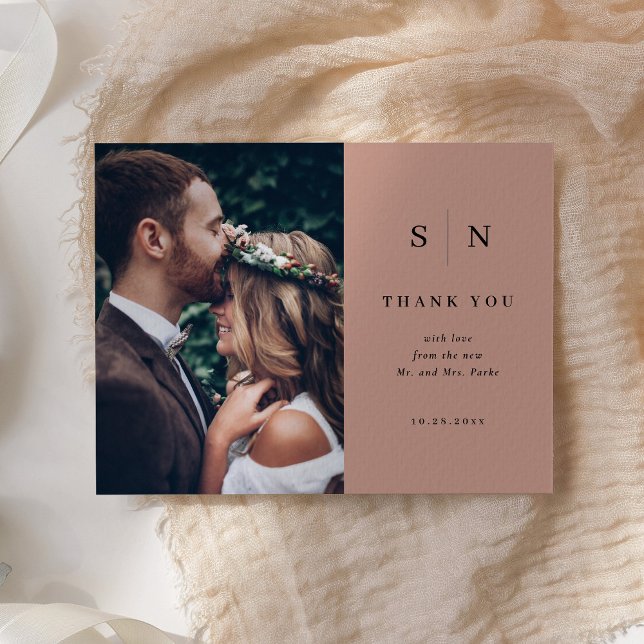 Carte Postale Chic minimal | Black on Terracotta Photo Merci (Créateur téléchargé)