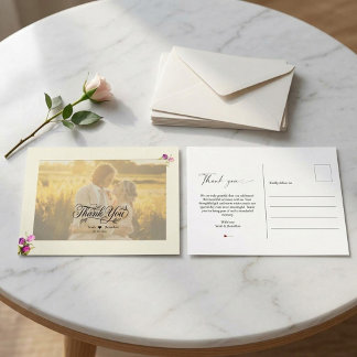 Carte Postale Chic Minimaliste Simple Photo Merci