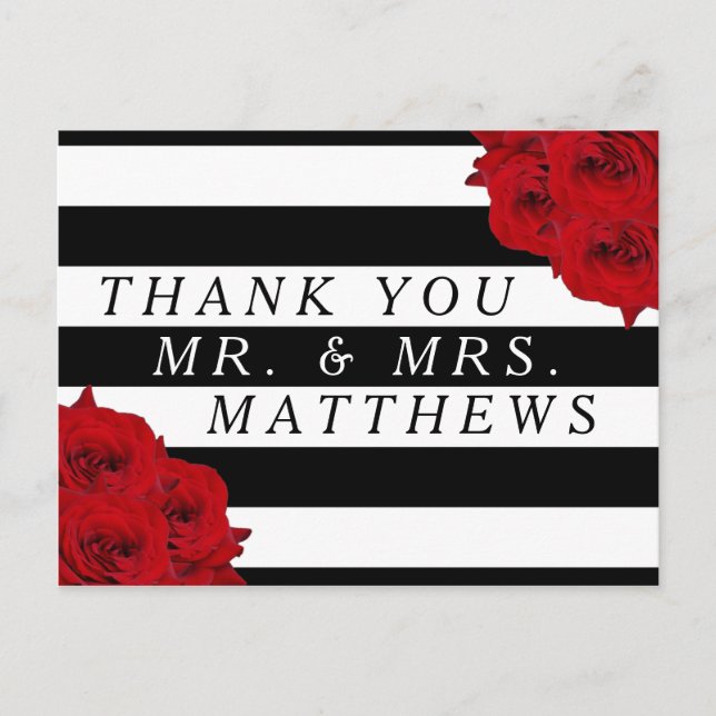 Carte Postale Chic Moderne Luxe Mariage Collection - Roses rouge (Devant)