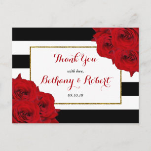 Carte Postale Chic Moderne Luxe Mariage Collection - Roses rouge