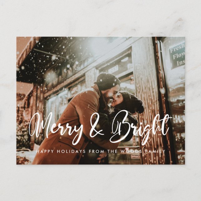 Carte Postale Chic moderne Merry et Bright Christmas photo (Devant)