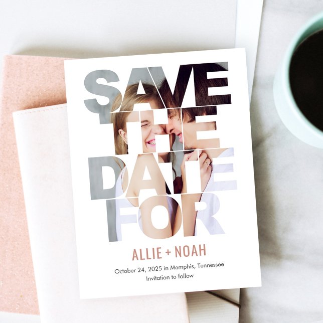 Carte Postale Chic Peek COULEUR ÉDITABLE Enregistrer La Date Car (Créateur téléchargé)