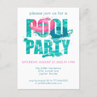 Chic Pink Pool Party Splash Turquoise
