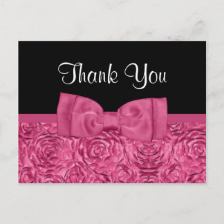 Carte Postale Chic rose et Rose noir Merci floral