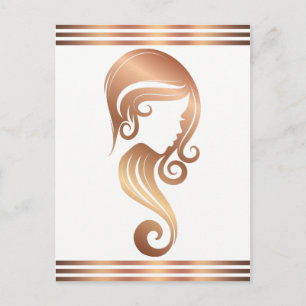 Carte Postale Chic Rose Gold Beauty Girl Coiffeur & maquillage S