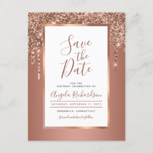 Carte Postale Chic Rose Gold Sparkle Parties scintillant Drips E