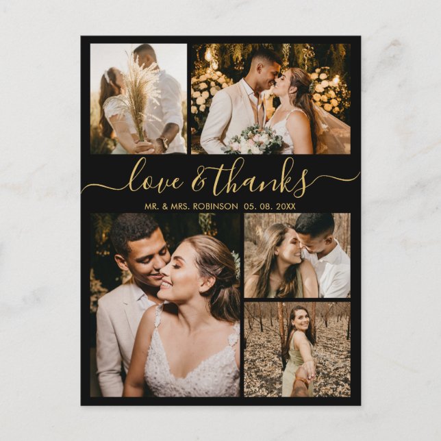 Carte Postale Chic Script Love et Merci Mariage Merci (Devant)