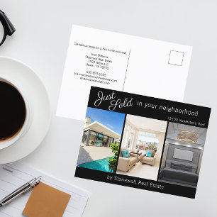 Carte Postale Chic Vendu Immobilier 3 Photo Marketing Noir