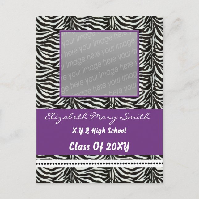 Carte Postale chic violet photo Graduation Invitation (Devant)