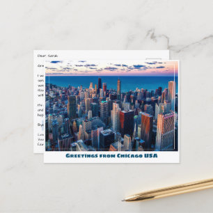 Carte Postale Chicago avec le lac Michigan