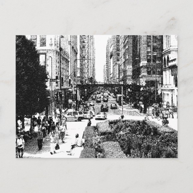 Carte Postale Chicago, Chicago - en noir et blanc (Devant)