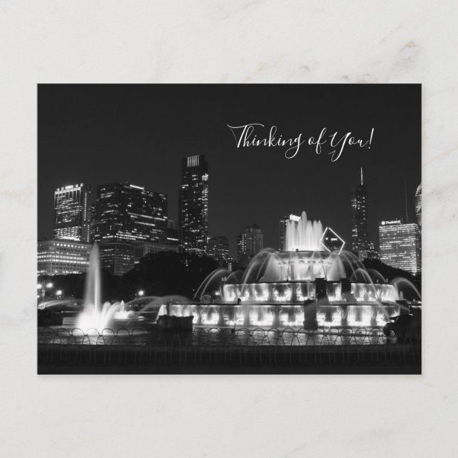 Carte Postale Chicago Grant Park Grayscale Penser De Vous (Devant)